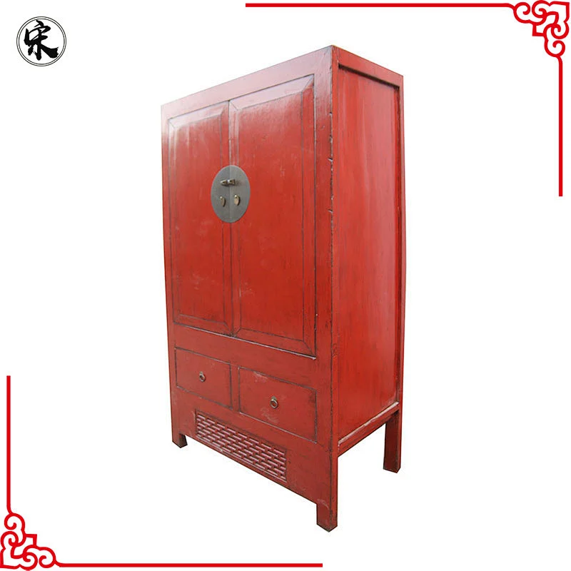 chinese antique red wedding wardrobe cabinet