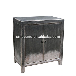 Oriental reproduction rustic distressed solid wooden shabby chic handmade curio cabinet