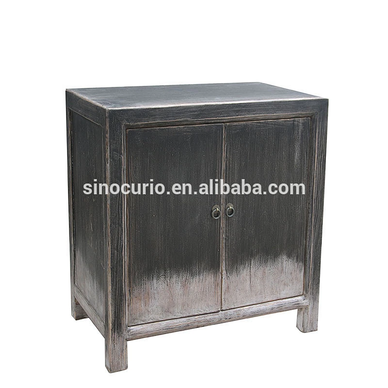 Oriental reproduction rustic distressed solid wooden shabby chic handmade curio cabinet