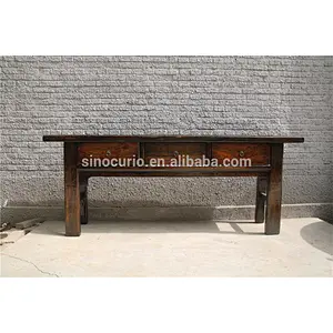Chinese lacquer furniture antique wooden brown altar table & console table