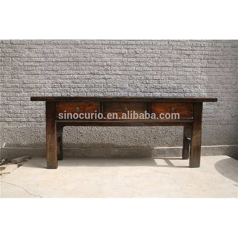 Chinese lacquer furniture antique wooden brown altar table & console table