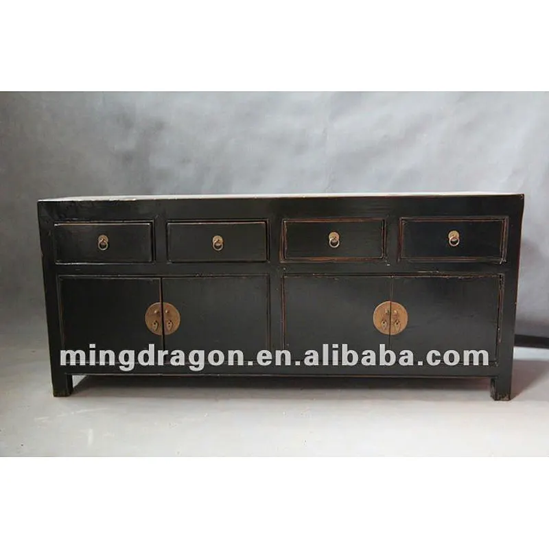 Four door four drawer black cabinet