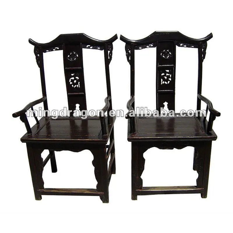 Chinese antique wooden black dining chair