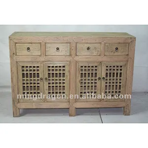 Chinese antique furniture Shanxi pine wood four drawer four door nature wood cabinet
