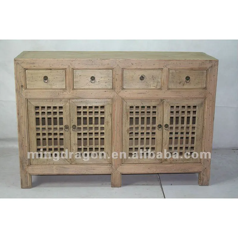 Chinese antique furniture Shanxi pine wood four drawer four door nature wood cabinet
