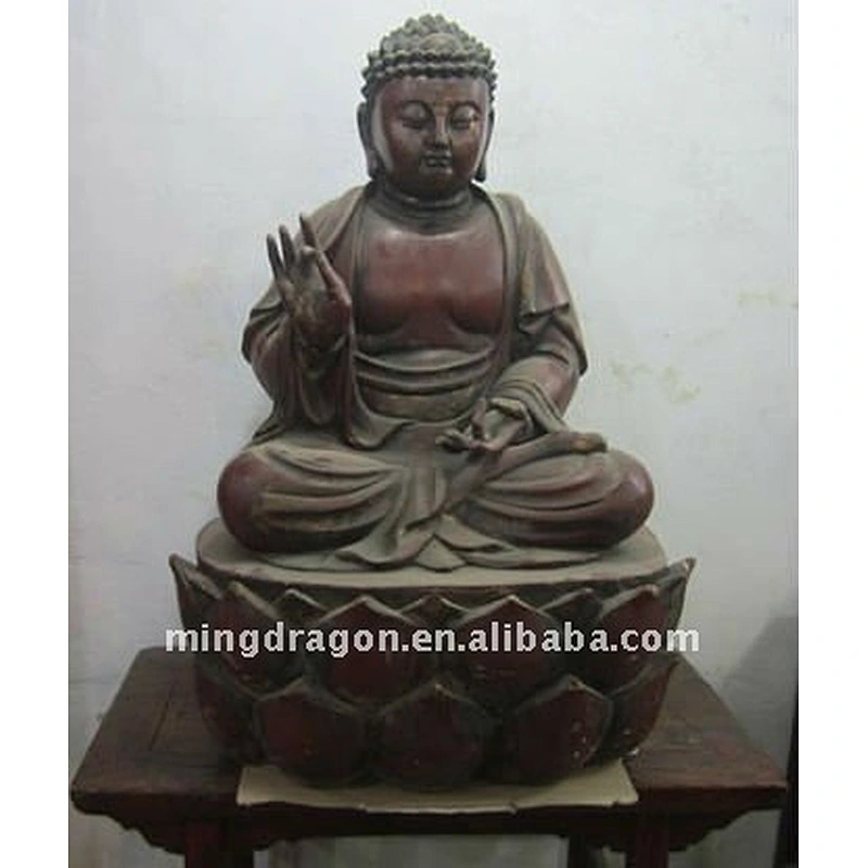 Asia Antique Hand Carved Wooden Seated Buddha Statue