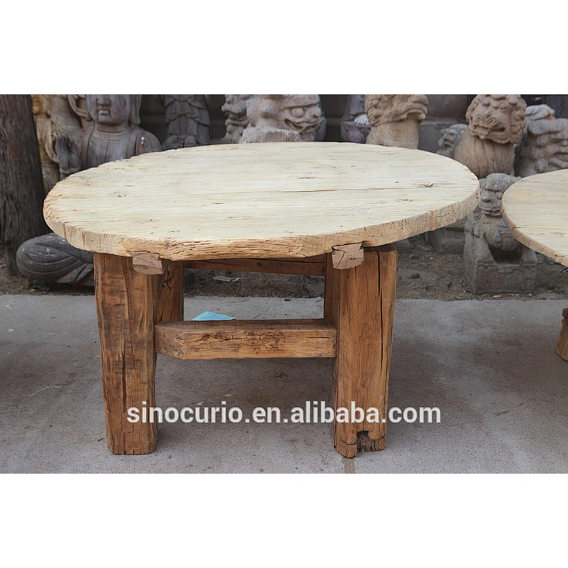 Antique classical round outdoor wooden dining table