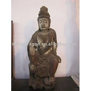 Chinese Antique Old Wooden Buddha Sculpture