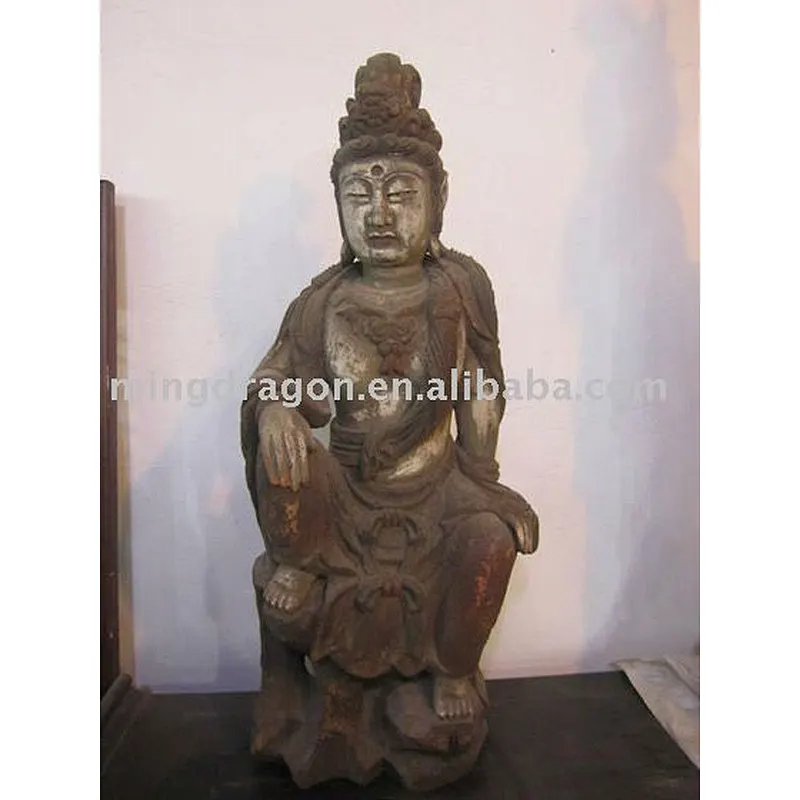 Chinese Antique Old Wooden Buddha Sculpture