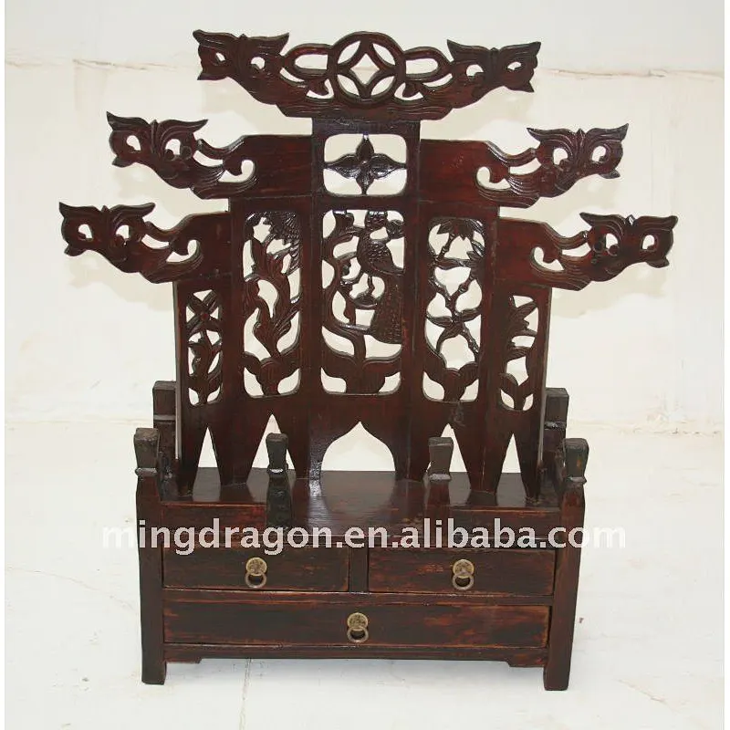 Chinese Antique CarveMini Buddha Display Cabinet