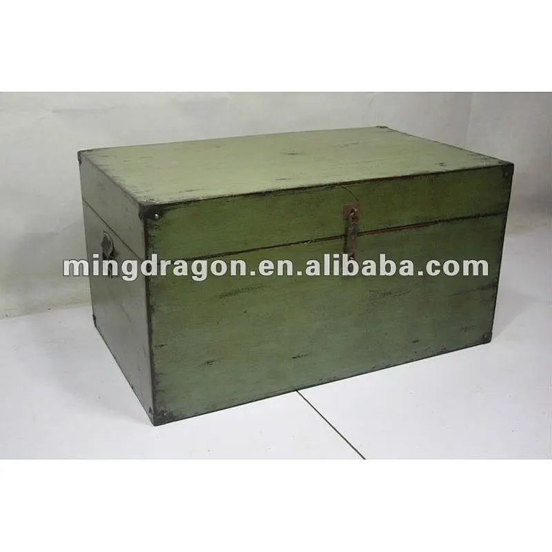 Chinese Antique Cute Green wooden Suitcase