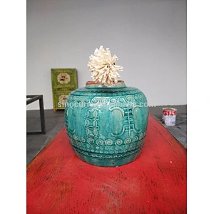 Chinese antique real old green ceramic pot