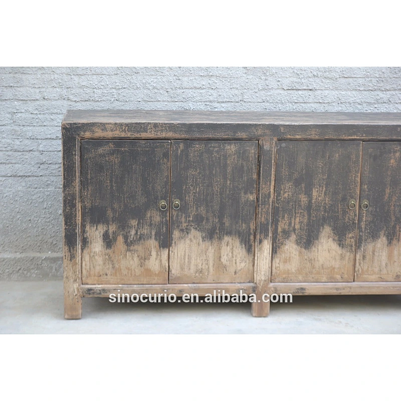 Chinese Antique Reclaimed Salvaged Wood Buffet With 4 Doors