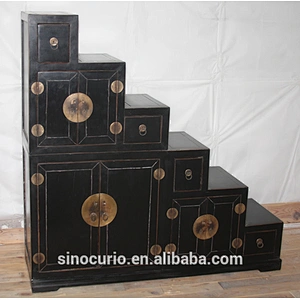 Chinese antique furniture L Straight Wooden Staircases Storage Cabinet