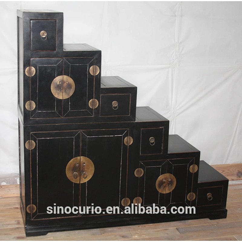Chinese antique furniture L Straight Wooden Staircases Storage Cabinet