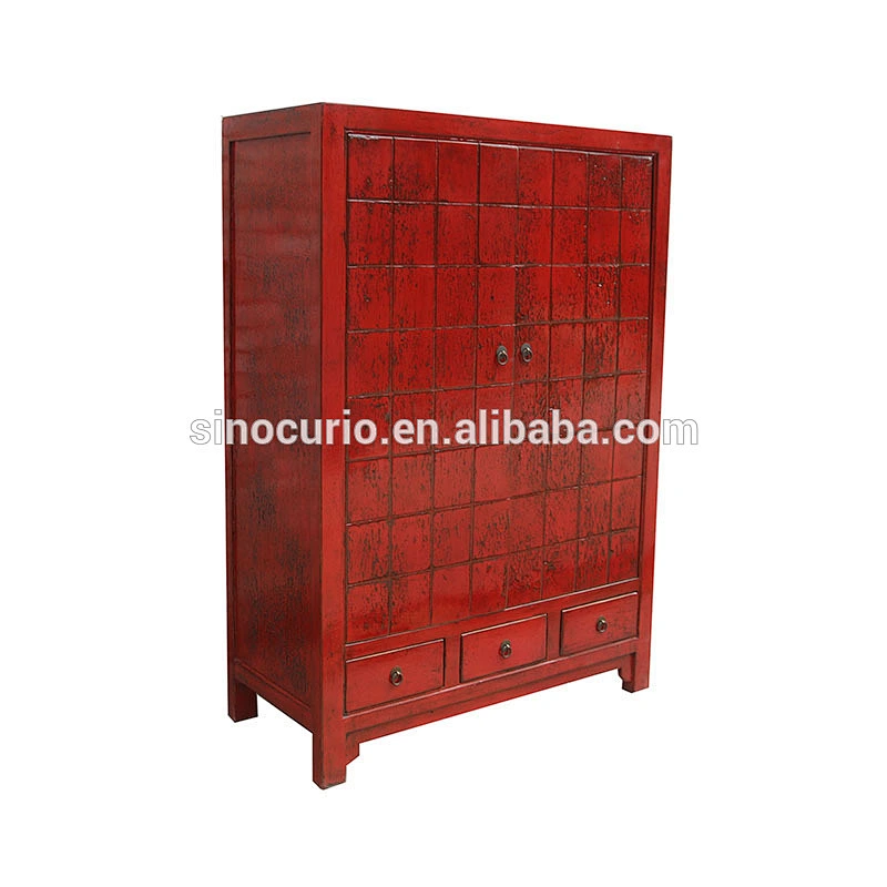 Oriental red Chinese lacquer cupboard sideboard furniture
