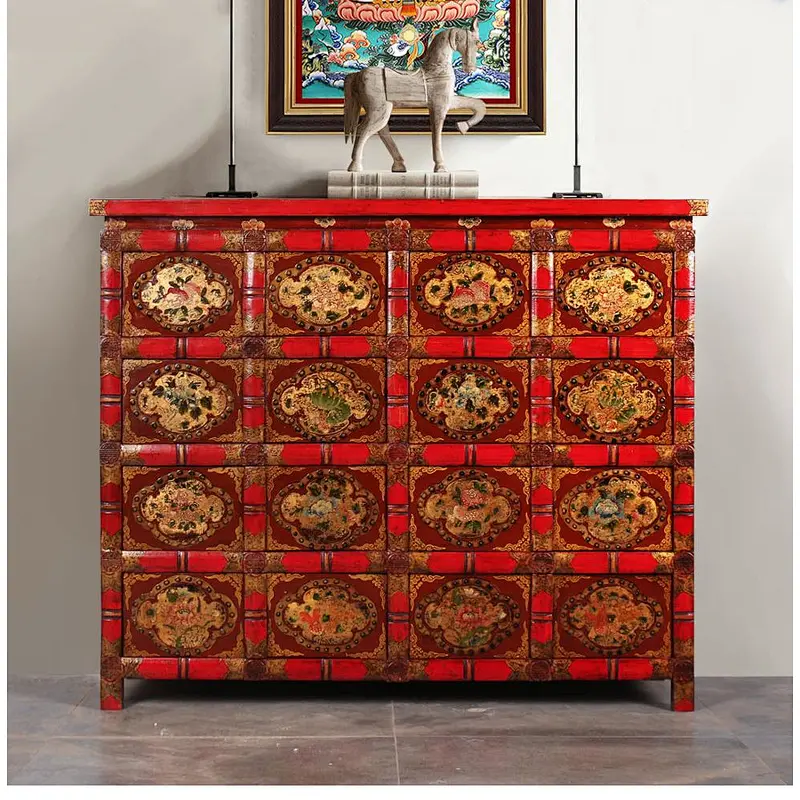 Chinese antique mongolia restored painting furniture