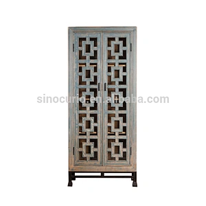 European furniture antique furniture rustic living room glass display cabinet