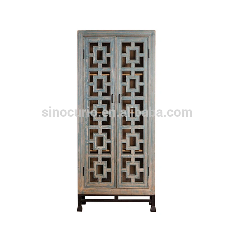 European furniture antique furniture rustic living room glass display cabinet