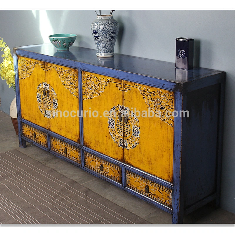 Chinese Antique furniture living room sideboard cabinet handpainting cabinet