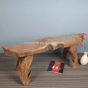 Chinese antique rustic natural solid wood stool fish fation stool