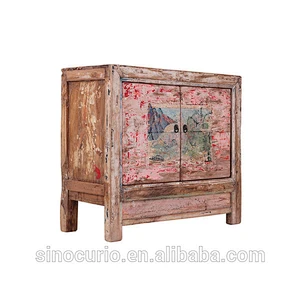 Antique furniture wooden distressed sideboard cabinet