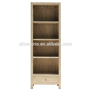 Chinese antique wooden shelves rustic natural polished wood book shelf