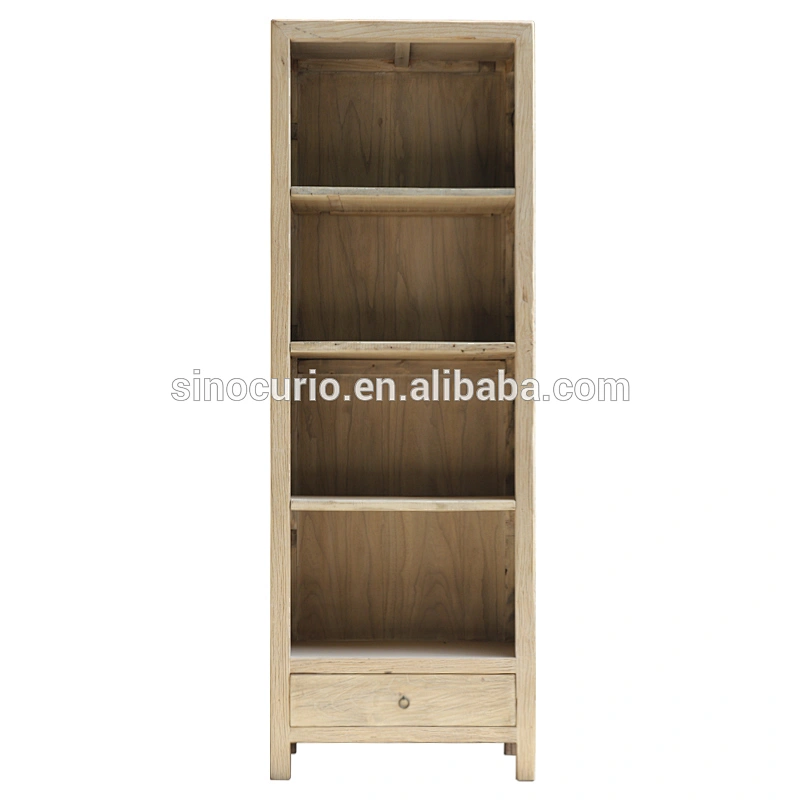 Chinese antique wooden shelves rustic natural polished wood book shelf