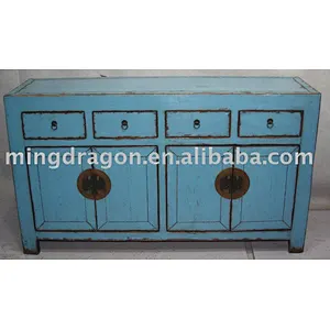 Blue four drawer four door cabinet