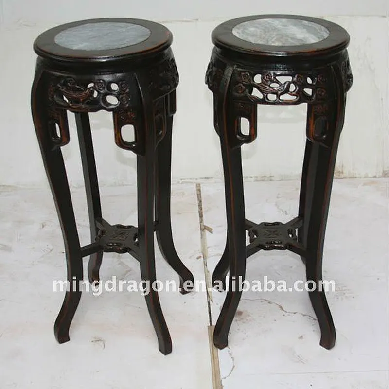 Chinese Antique Beautiful Carved Elm Plant Stand Table / Display Stand