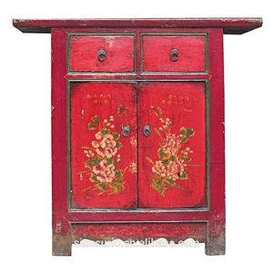 Antique asian design home furniture antique wood painted cabinet