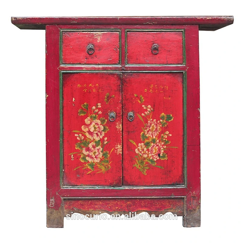 Antique asian design home furniture antique wood painted cabinet