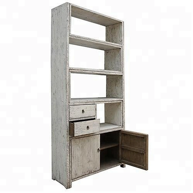 Solid Wood Chinese distressed vintage reproduction display shelf