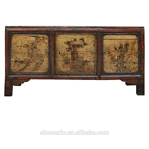 Chinese Antique furniture rustic glossy painted sideboard buffet