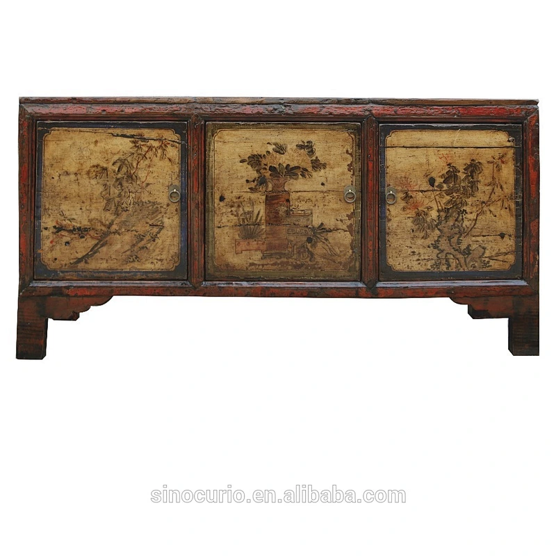 Chinese Antique furniture rustic glossy painted sideboard buffet