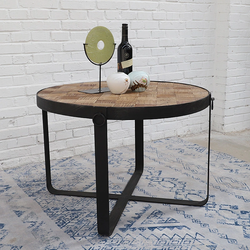 Rustic vintage antique industrial metal wooden coffee table