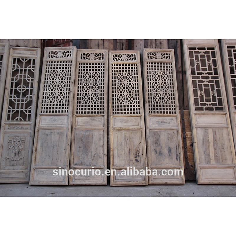 Antique hand carved wood room divider screen for design