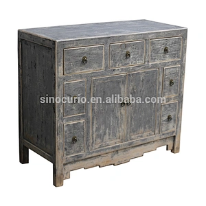 Chinese antique reproduction furniture wholesale oriental style shabby chic gray cabinet