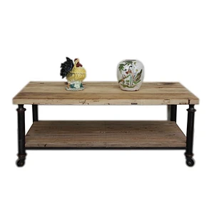 living room coffee table/solid wood coffee table with iorn leg