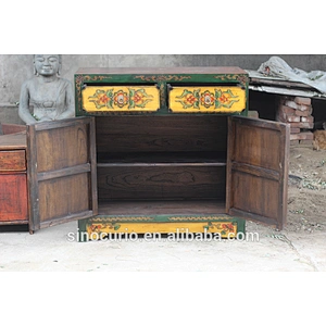 Reproduction Antique Asian Style Painted Cabinet