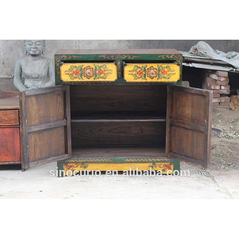 Reproduction Antique Asian Style Painted Cabinet
