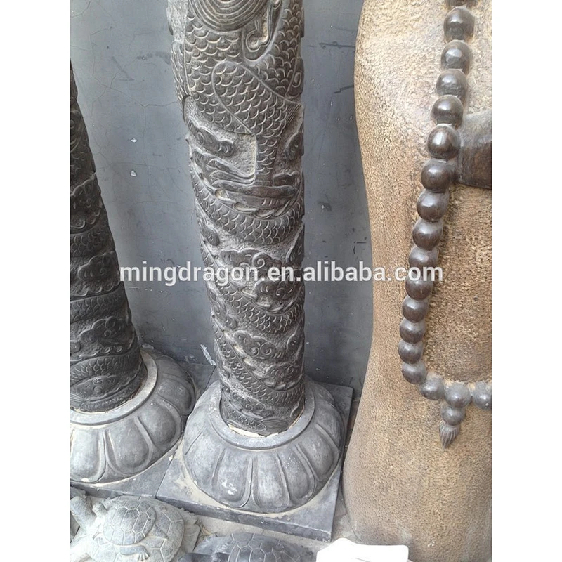 Antique garden stone dragon pillar