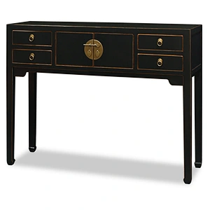 Chinese manufacture antique console table with six drawers