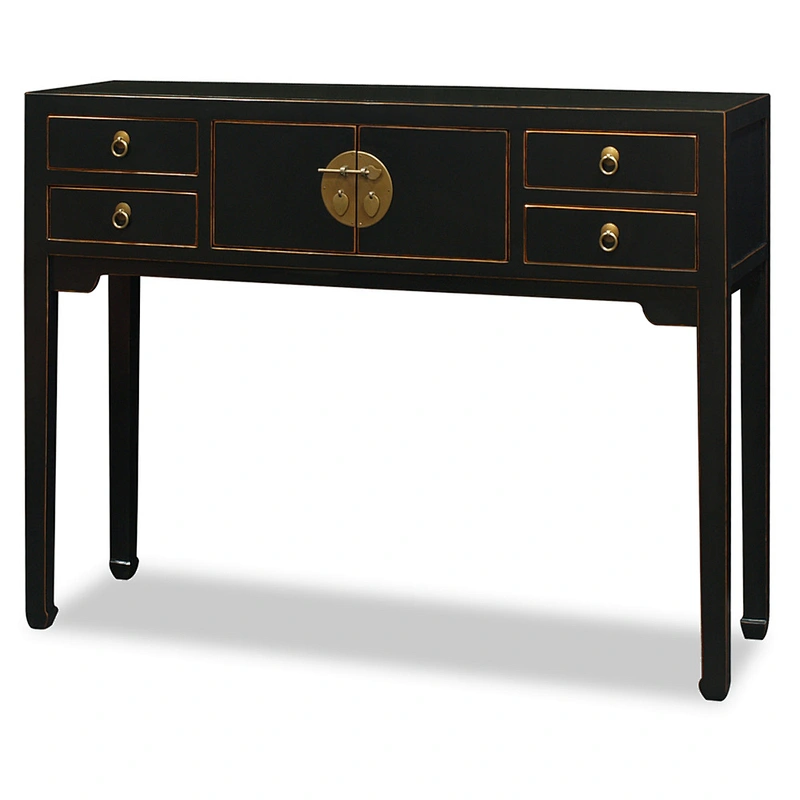 Chinese manufacture antique console table with six drawers