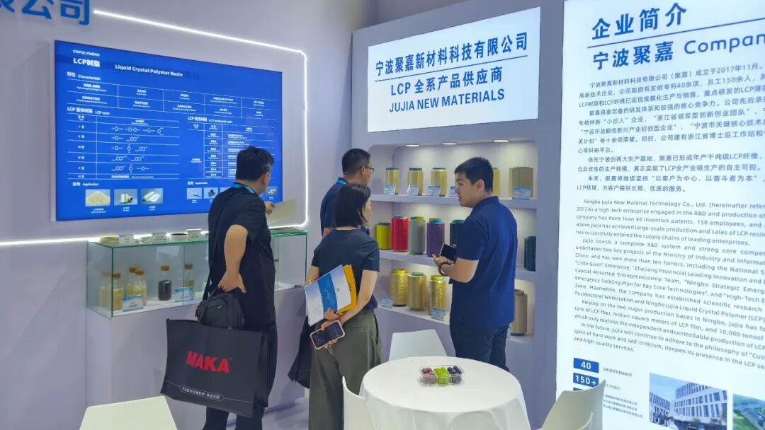 Explaining the product at the exhibition