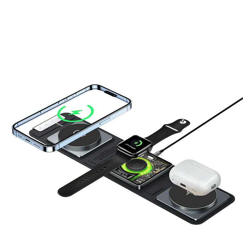 33W 4-in-1 Portable Magnetic Wireless charger for iPhone17~12‚Apple Watch‚ and Airpods