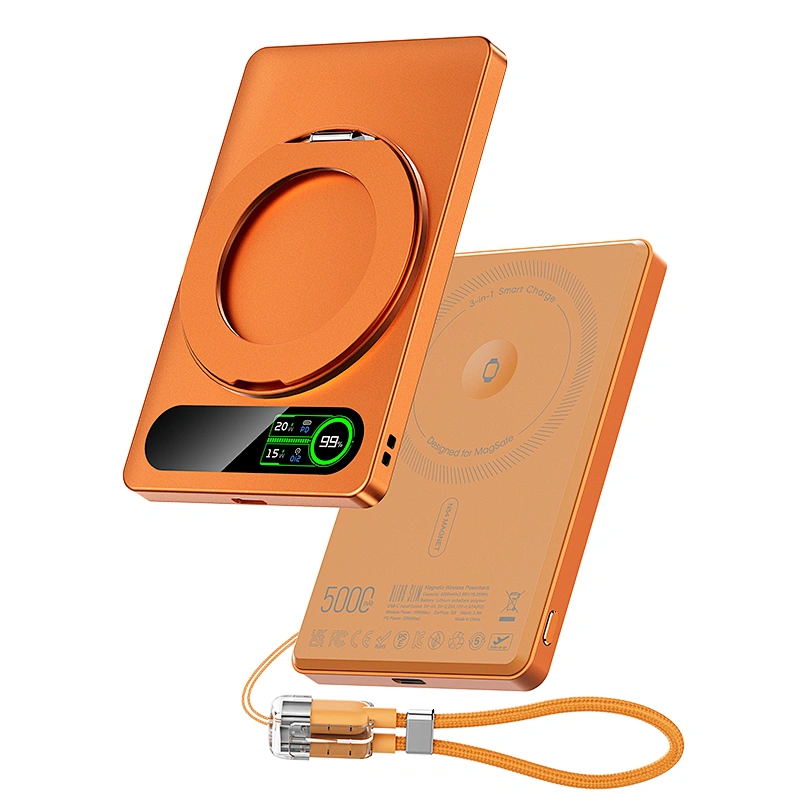 3-in-1 Intelligent TFT Display Ultra Slim Magnetic Wireless Power bank 5000mAh