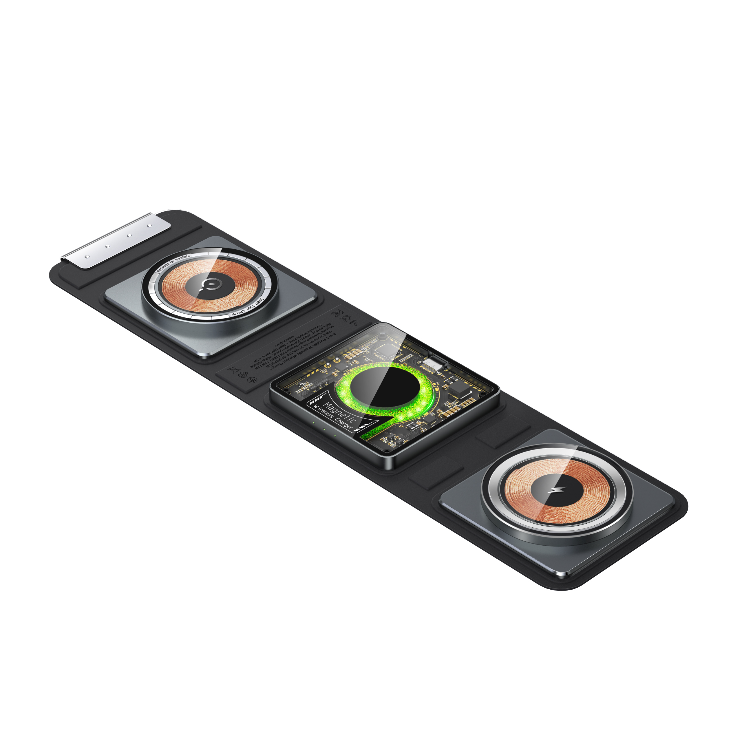 Cyberpunk Style Transparent 30.5W Quick-charge 3-in-1 Portable magnetic  wireless charger