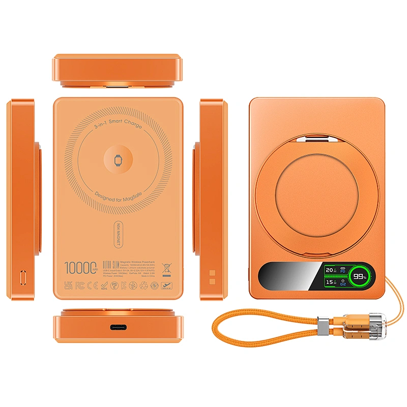 3-in-1 Intelligent TFT Display Ultra Slim Magnetic Wireless Power bank 10000mAh