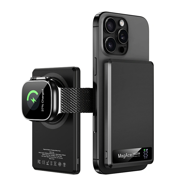 3-in-1 울트라 슬림 자기 무선 배터리팩 5000mAh
